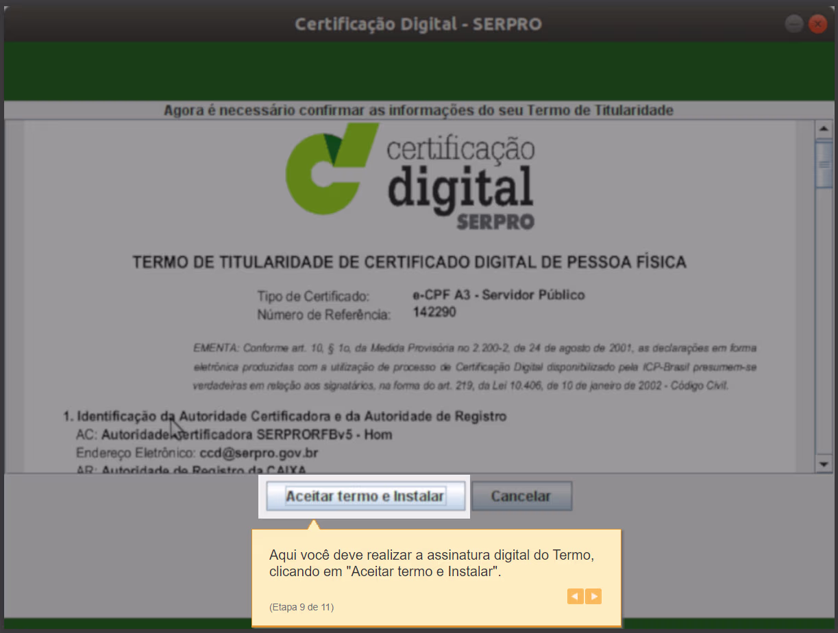 Como Emitir (Baixar e Instalar) Certificado A3 SERPRO - Assinar o Termo e Instalar