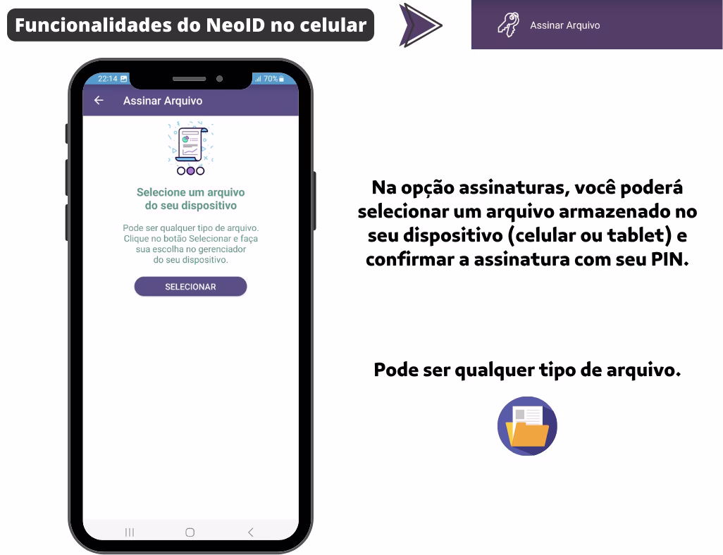 Funcionalidades do Serpro ID - Assinar Arquivo