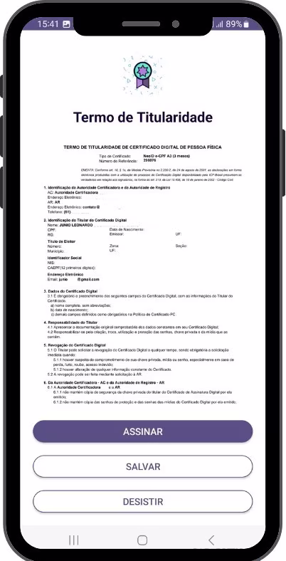 Como Emitir e Instalar Certificado em Nuvem SERPRO ID - Termo de Titularidade