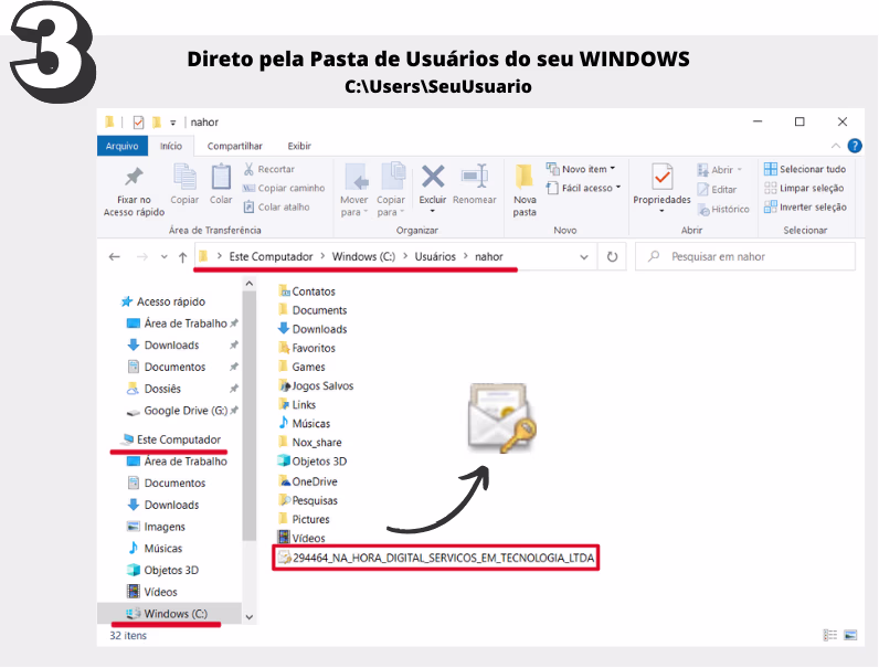 Como Localizar o Certificado Digital no Computador pela pasta pessoal do usuário