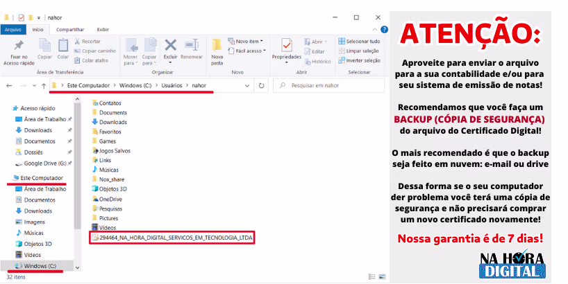 Como Emitir (Baixar e Instalar) Certificado A1 SERPRO - Backup do arquivo do certificado digital