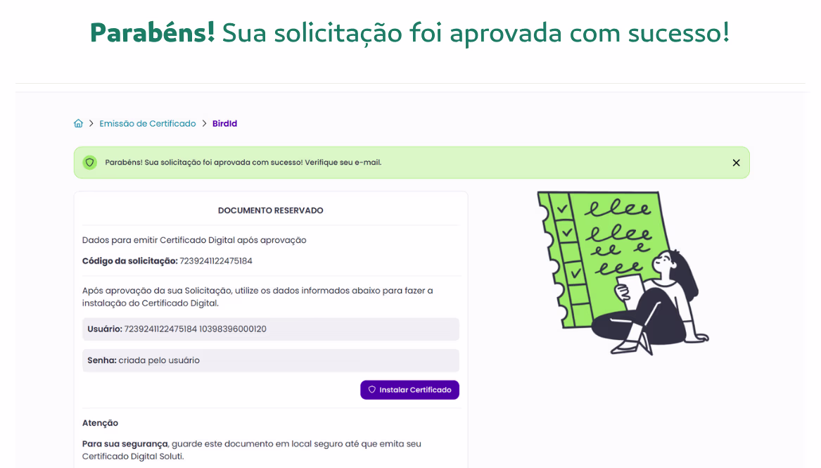 Emissão Online Utilizando o Bird ID - Solicitação aprovada