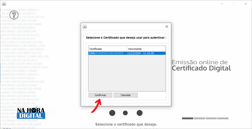 Selecione o Certificado