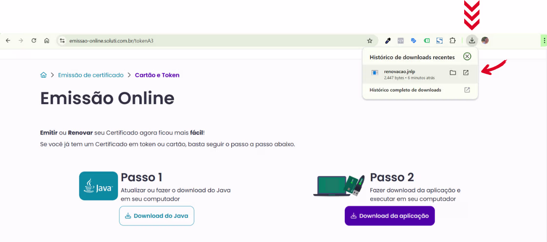Instalação do Emissor - Execute o Aplicativo de Emissão Online Utilizando Token ou Cartão