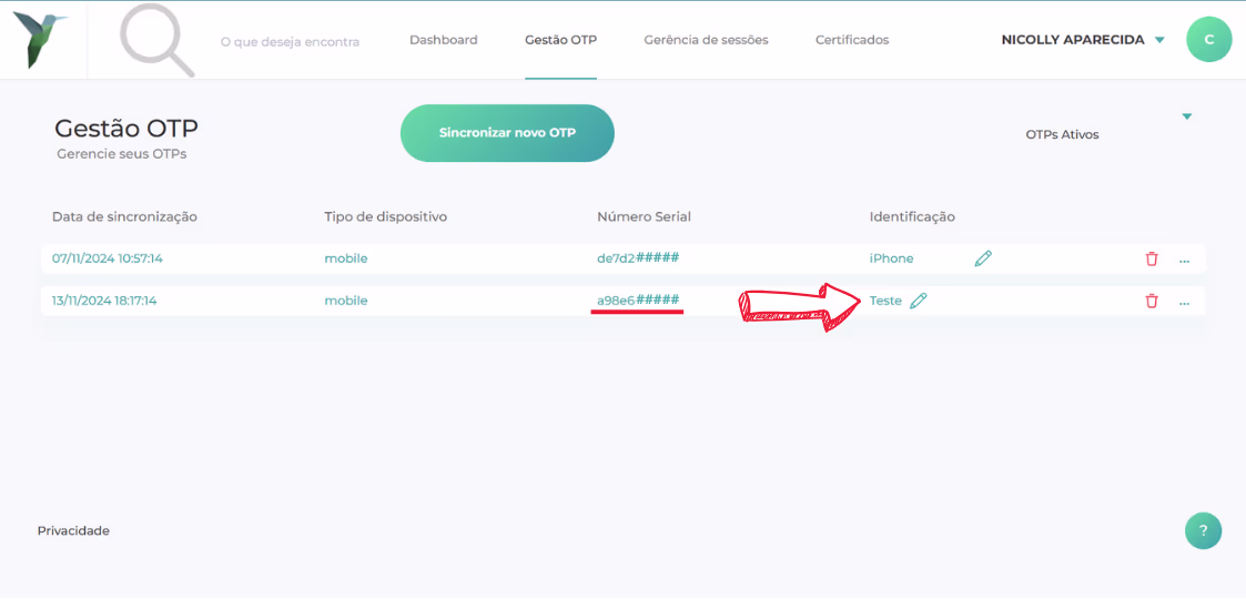 Sincronizar o Bird ID pelo Computador - Novo dispositivo sincronizado com sucesso