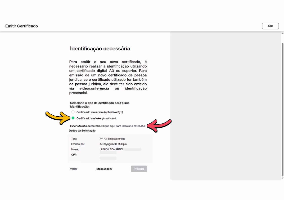 instalar extensão syngular id - emissão online syngular token cartão