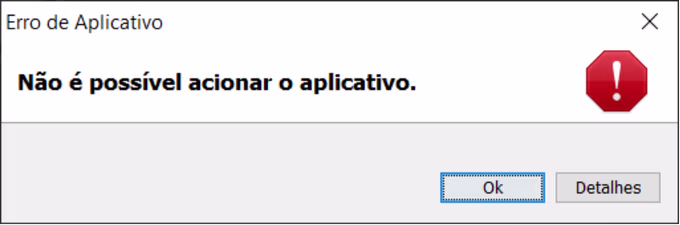 não é possível acionar o aplicativo