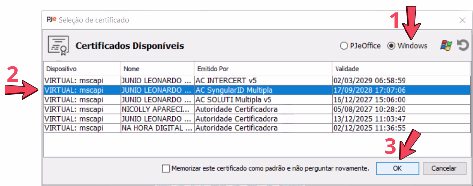 configurando o sin id no pje office no windows