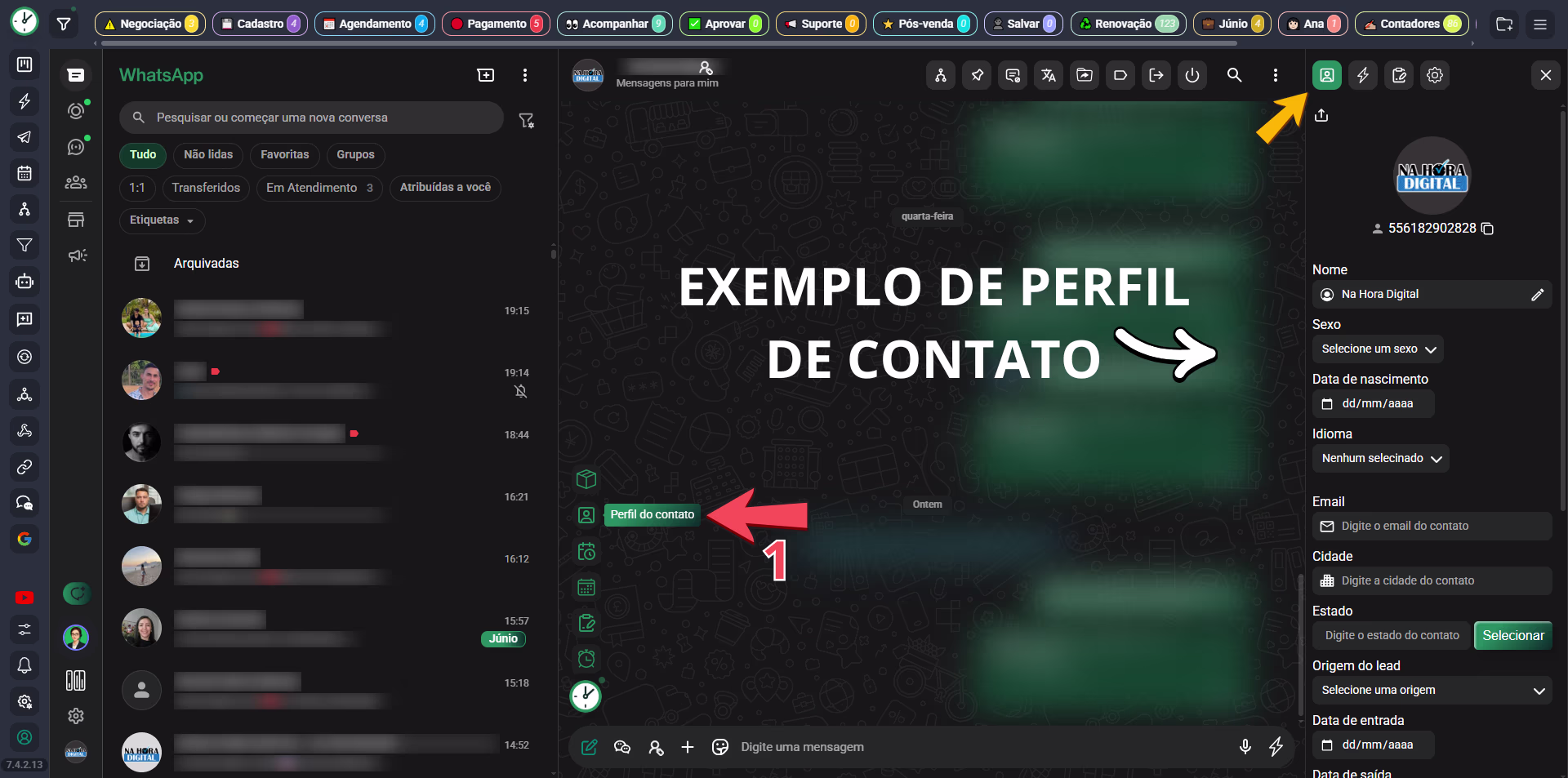 Informações do contato no WhatsApp