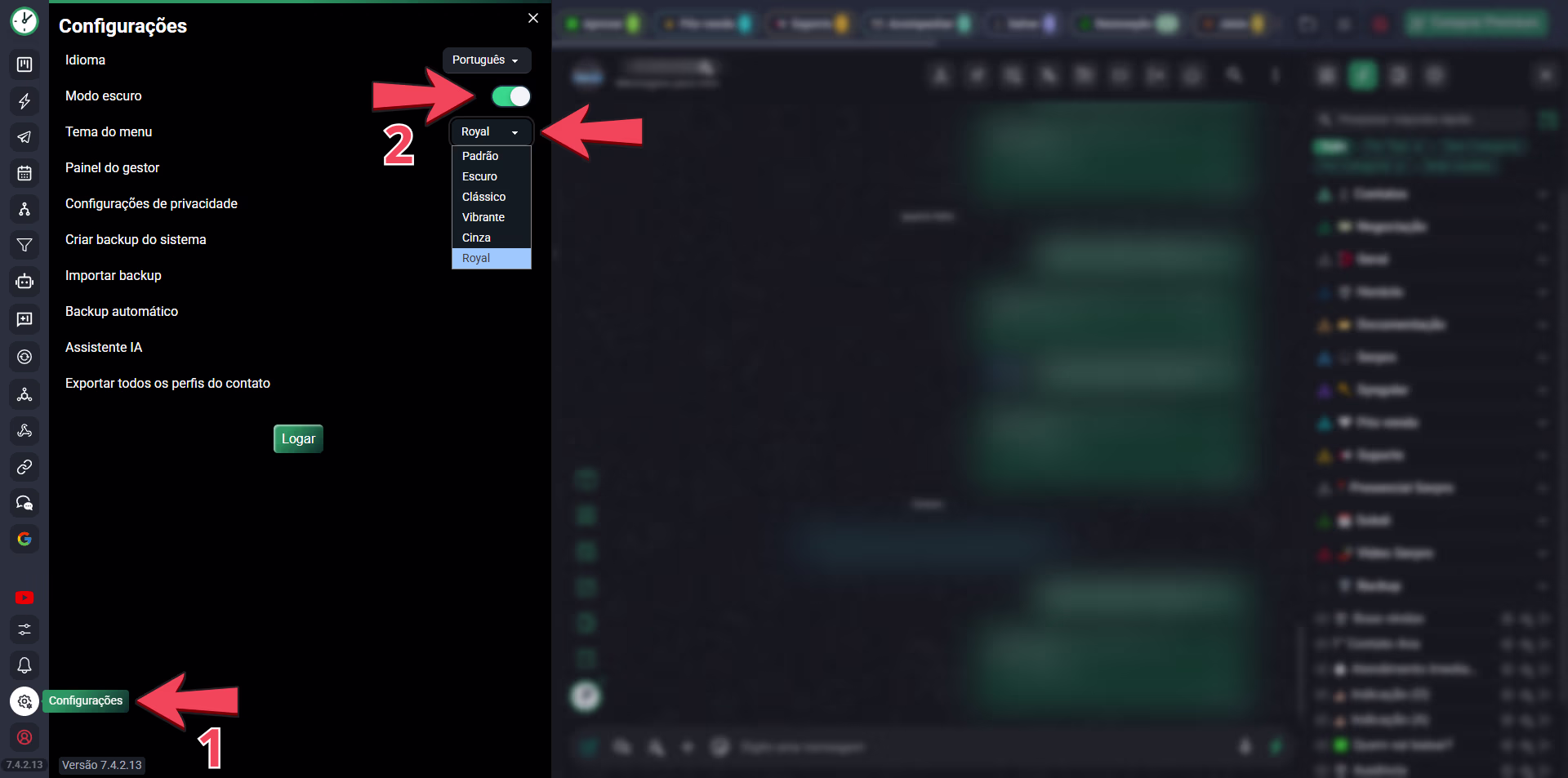 Personalização do layout