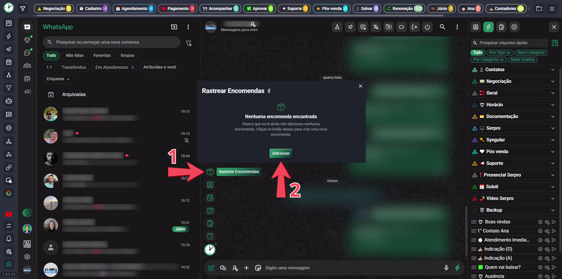 Rastreamento de encomendas pelo WhatsApp