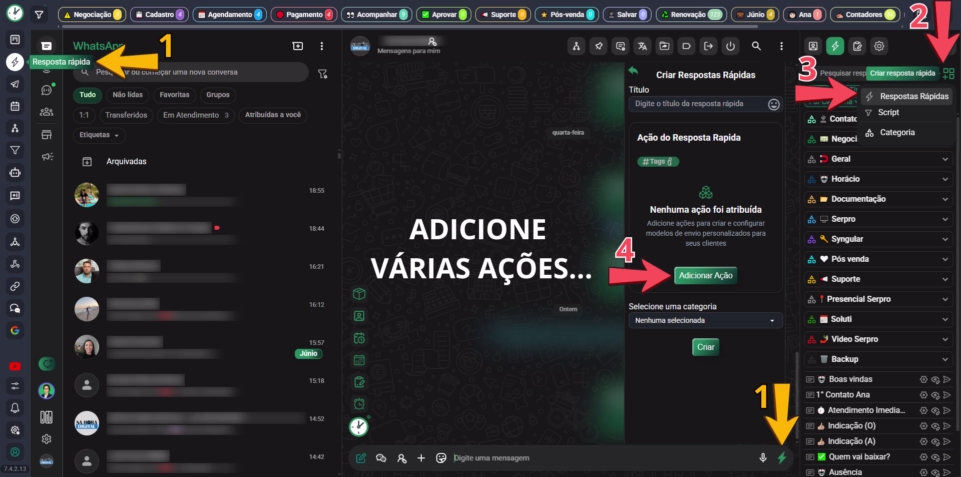 Scripts de respostas rápidas