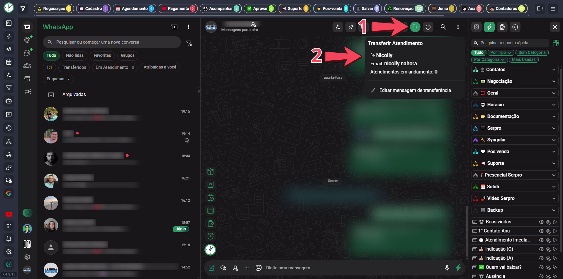 Transferência entre atendentes